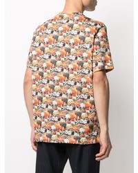 T-shirt à col rond à fleurs orange Paul Smith