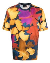 T-shirt à col rond à fleurs orange PS Paul Smith