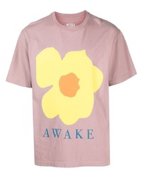 T-shirt à col rond à fleurs rose Awake NY