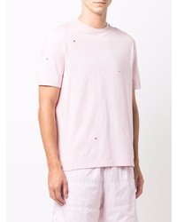 T-shirt à col rond à fleurs rose Thom Browne