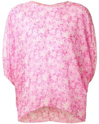 T-shirt à col rond à fleurs rose Giambattista Valli
