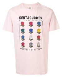T-shirt à col rond à fleurs rose Kent & Curwen