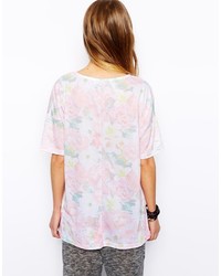 T-shirt à col rond à fleurs rose Asos