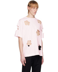 T-shirt à col rond à fleurs rose Simone Rocha