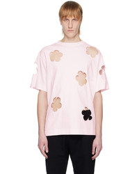 T-shirt à col rond à fleurs rose Simone Rocha
