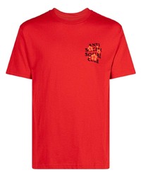 T-shirt à col rond à fleurs rouge Anti Social Social Club