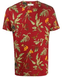 T-shirt à col rond à fleurs rouge Etro