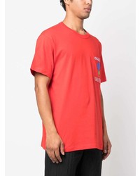 T-shirt à col rond à fleurs rouge VERSACE JEANS COUTURE