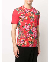 T-shirt à col rond à fleurs rouge Junya Watanabe MAN