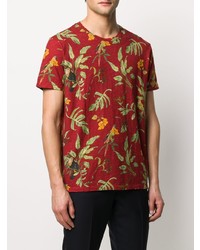 T-shirt à col rond à fleurs rouge Etro