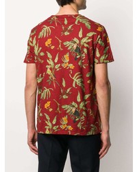 T-shirt à col rond à fleurs rouge Etro