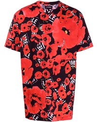 T-shirt à col rond à fleurs rouge Les Hommes