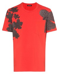 T-shirt à col rond à fleurs rouge Neil Barrett