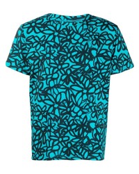 T-shirt à col rond à fleurs turquoise Botter
