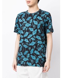 T-shirt à col rond à fleurs turquoise PS Paul Smith