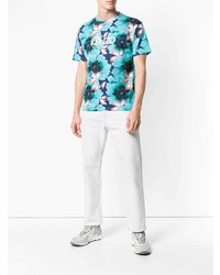 T-shirt à col rond à fleurs turquoise Kenzo