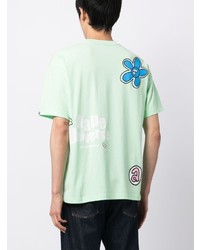 T-shirt à col rond à fleurs vert menthe AAPE BY A BATHING APE