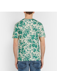 T-shirt à col rond à fleurs vert menthe Gucci