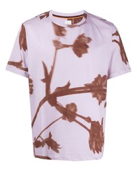 T-shirt à col rond à fleurs violet clair