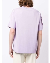 T-shirt à col rond à fleurs violet clair Simone Rocha