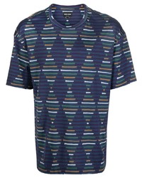 T-shirt à col rond à losanges bleu marine Giorgio Armani