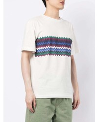 T-shirt à col rond à motif zigzag blanc Missoni