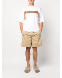 T-shirt à col rond à motif zigzag blanc Lanvin