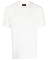 T-shirt à col rond à motif zigzag blanc Emporio Armani