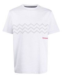 T-shirt à col rond à motif zigzag blanc Missoni