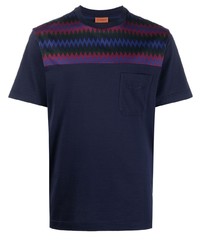 T-shirt à col rond à motif zigzag bleu marine Missoni