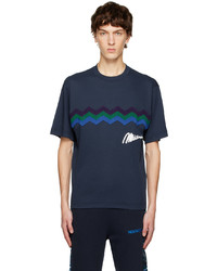 T-shirt à col rond à motif zigzag bleu marine Missoni