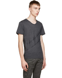 T-shirt à col rond à motif zigzag gris foncé Pierre Balmain