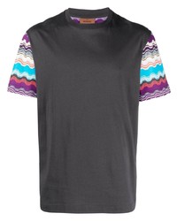 T-shirt à col rond à motif zigzag gris foncé Missoni