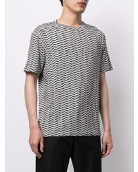 T-shirt à col rond à motif zigzag gris Emporio Armani