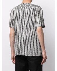 T-shirt à col rond à motif zigzag gris Emporio Armani