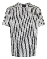 T-shirt à col rond à motif zigzag gris Emporio Armani