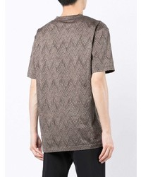 T-shirt à col rond à motif zigzag gris Giorgio Armani
