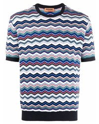 T-shirt à col rond à motif zigzag multicolore Missoni