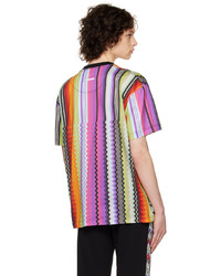 T-shirt à col rond à motif zigzag multicolore Missoni