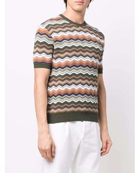 T-shirt à col rond à motif zigzag multicolore Missoni