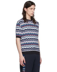 T-shirt à col rond à motif zigzag multicolore Missoni