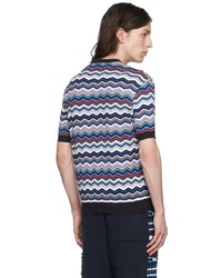 T-shirt à col rond à motif zigzag multicolore Missoni