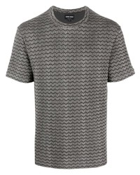 T-shirt à col rond à motif zigzag noir Giorgio Armani