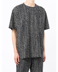 T-shirt à col rond à motif zigzag noir Giorgio Armani