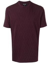 T-shirt à col rond à motif zigzag pourpre foncé