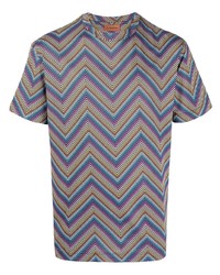 T-shirt à col rond à motif zigzag pourpre