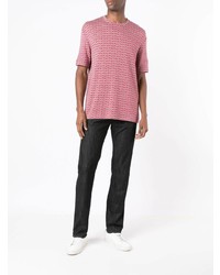 T-shirt à col rond à motif zigzag rouge Giorgio Armani
