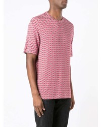 T-shirt à col rond à motif zigzag rouge Giorgio Armani