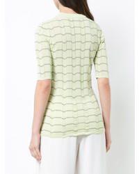 T-shirt à col rond à motif zigzag vert menthe Nomia