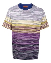 T-shirt à col rond à motif zigzag violet clair